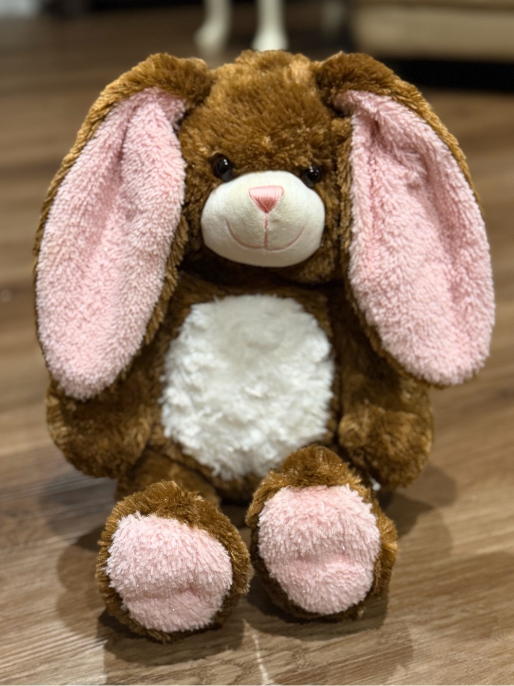 Build A Bear Bunny Plush Retired Brown Rabbit Sparkly Pink Ears